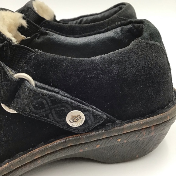 UGG black suede sheepskin loafer casual shoes size 5 - Picture 3 of 10